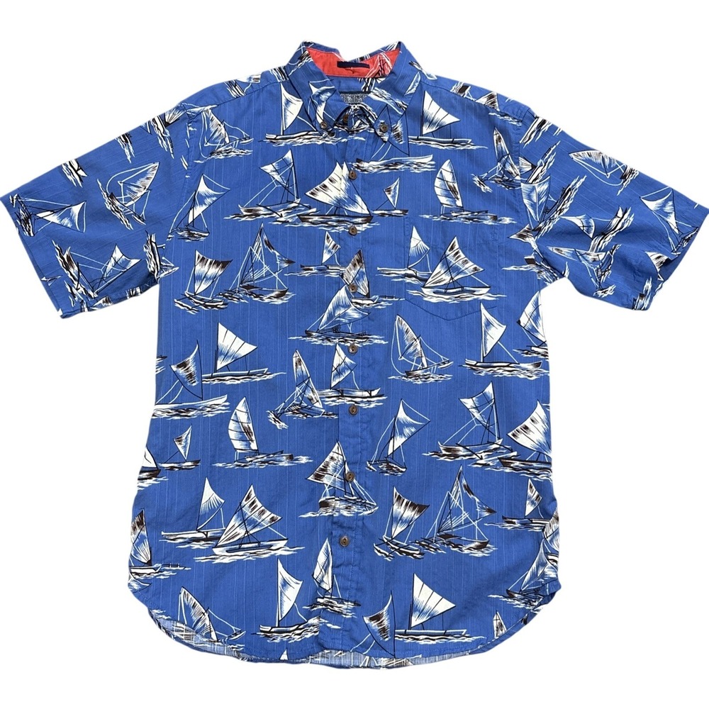 Reyn Spooner Medium Hawaii Lahaina Sailor Print Cotton Blend Pullover Button